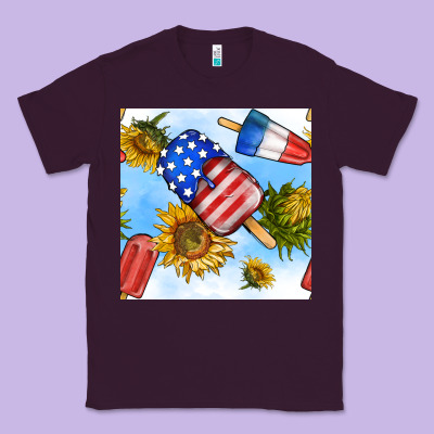 4th Of July Sunflowers Ice Cream Seamless Pattern Classic Tee Designed By Bundleandbundleshop