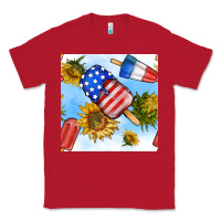 Red 4th of july sunflowers ice cream seamless pattern Classic Tee - BundleAndBundleShop
