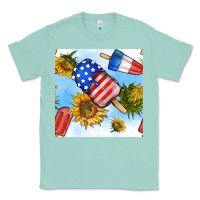 Seafoam 4th of july sunflowers ice cream seamless pattern Classic Tee - BundleAndBundleShop