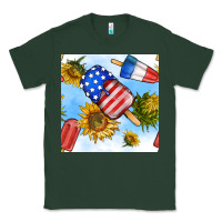 Sports Green 4th of july sunflowers ice cream seamless pattern Classic Tee - BundleAndBundleShop