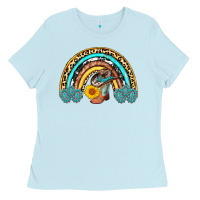 Baby Blue cowboy boots and hat rainbow Ladies Tee - AdoDesignShop