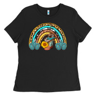 Black cowboy boots and hat rainbow Ladies Tee - AdoDesignShop