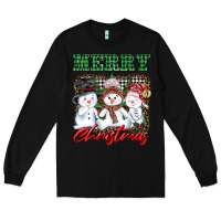 Black merry christmas snowman Long Sleeve Tee - AdoDesignShop
