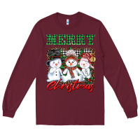 Burgundy merry christmas snowman Long Sleeve Tee - AdoDesignShop
