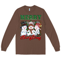 Chestnut merry christmas snowman Long Sleeve Tee - AdoDesignShop