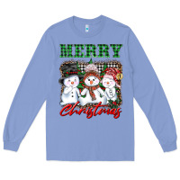 Colony Blue merry christmas snowman Long Sleeve Tee - AdoDesignShop