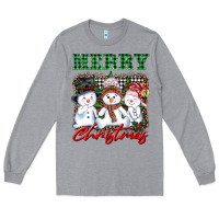 Heather Grey merry christmas snowman Long Sleeve Tee - AdoDesignShop