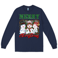 Navy merry christmas snowman Long Sleeve Tee - AdoDesignShop