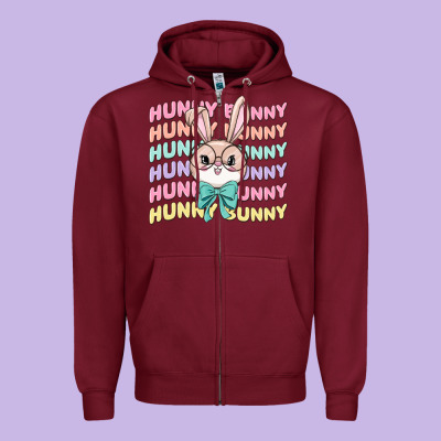 Hunny Bunny Zipper Hoodie Designed By Maliassmallbusiness