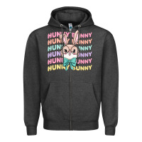 Charcoal Heather hunny bunny Zipper Hoodie - MaliasSmallBusiness