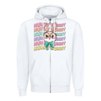 White hunny bunny Zipper Hoodie - MaliasSmallBusiness