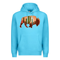 Ocean Blue Cactus Bison Silhouette Premium Hoodie - Bettercallsaul