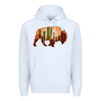 White Cactus Bison Silhouette Premium Hoodie - Bettercallsaul