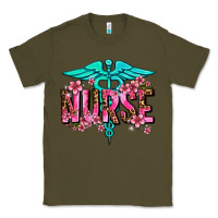 Army Green floral nurse Classic Tee - AdoDesignShop
