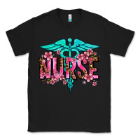 Black floral nurse Classic Tee - AdoDesignShop
