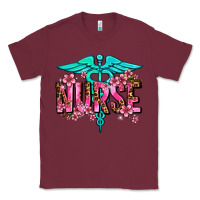 Burgundy floral nurse Classic Tee - AdoDesignShop