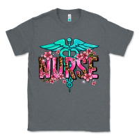 Charcoal Heather floral nurse Classic Tee - AdoDesignShop