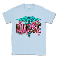 Dusty Blue floral nurse Classic Tee - AdoDesignShop