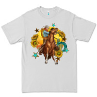 Dove Grey bucking horse with cowboy and sunflower Premium Tee - texasbilliewilder