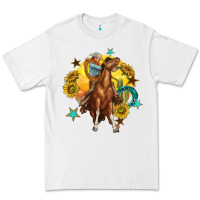 White bucking horse with cowboy and sunflower Premium Tee - texasbilliewilder