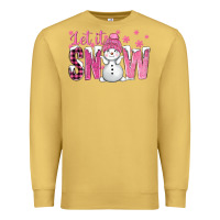 Antique Gold Pink Let It Snow With Cute Snowman Premium Sweatshirt - BundleAndBundleShop