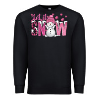 Black Pink Let It Snow With Cute Snowman Premium Sweatshirt - BundleAndBundleShop