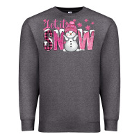 Charcoal Heather Pink Let It Snow With Cute Snowman Premium Sweatshirt - BundleAndBundleShop