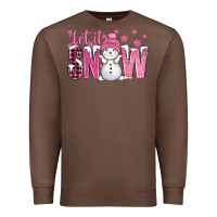 Chestnut Pink Let It Snow With Cute Snowman Premium Sweatshirt - BundleAndBundleShop