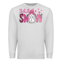 Dove Grey Pink Let It Snow With Cute Snowman Premium Sweatshirt - BundleAndBundleShop