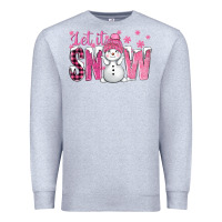 Heather Grey Pink Let It Snow With Cute Snowman Premium Sweatshirt - BundleAndBundleShop