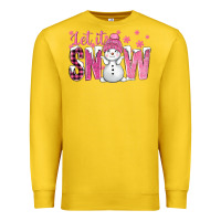 Lemon Pink Let It Snow With Cute Snowman Premium Sweatshirt - BundleAndBundleShop