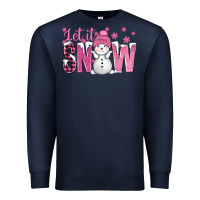 Navy Pink Let It Snow With Cute Snowman Premium Sweatshirt - BundleAndBundleShop