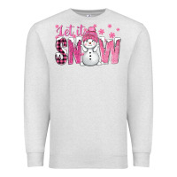 Oatmeal Heather Pink Let It Snow With Cute Snowman Premium Sweatshirt - BundleAndBundleShop
