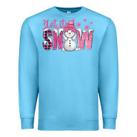 Ocean Blue Pink Let It Snow With Cute Snowman Premium Sweatshirt - BundleAndBundleShop