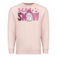 Pale Pink Pink Let It Snow With Cute Snowman Premium Sweatshirt - BundleAndBundleShop