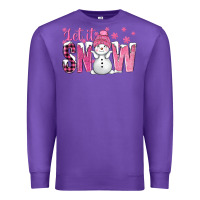 Purple Pink Let It Snow With Cute Snowman Premium Sweatshirt - BundleAndBundleShop