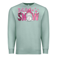 Seafoam Pink Let It Snow With Cute Snowman Premium Sweatshirt - BundleAndBundleShop