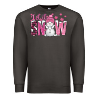 Smoke Pink Let It Snow With Cute Snowman Premium Sweatshirt - BundleAndBundleShop