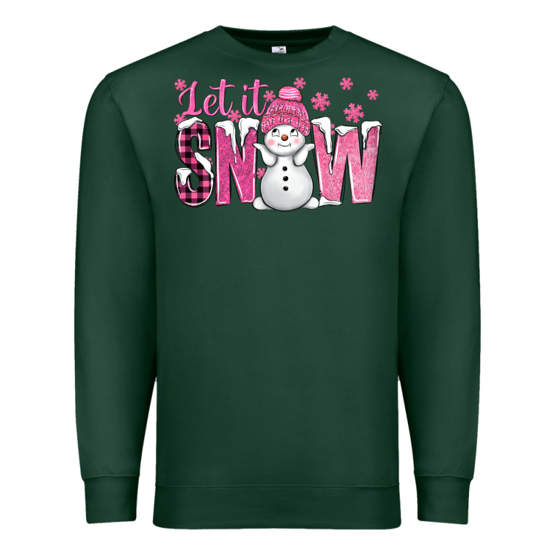 Pink Let It Snow With Cute Snowman Premium Sweatshirt by BundleAndBundleShop | Teevron