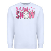 White Pink Let It Snow With Cute Snowman Premium Sweatshirt - BundleAndBundleShop