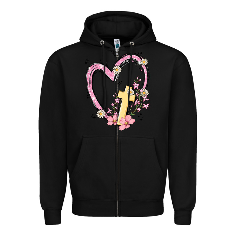 Heart Cross Zipper Hoodie by MaliasSmallBusiness | Teevron