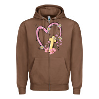 Chestnut heart cross Zipper Hoodie - MaliasSmallBusiness