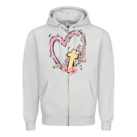 Dove Grey heart cross Zipper Hoodie - MaliasSmallBusiness
