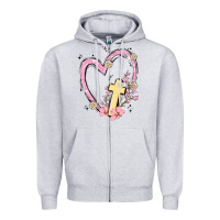 Heather Grey heart cross Zipper Hoodie - MaliasSmallBusiness