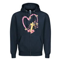 Navy heart cross Zipper Hoodie - MaliasSmallBusiness