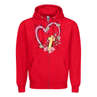 Red heart cross Zipper Hoodie - MaliasSmallBusiness