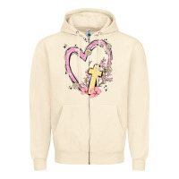 Sandshell heart cross Zipper Hoodie - MaliasSmallBusiness