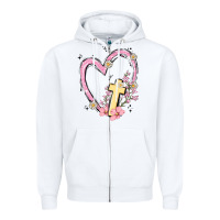 White heart cross Zipper Hoodie - MaliasSmallBusiness
