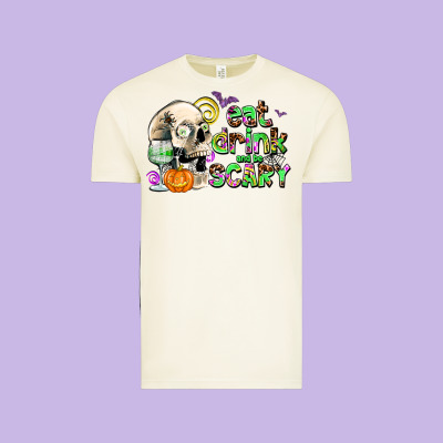 Eat Drınk And Be Scary Vintage Tee Designed By Adodesignshop