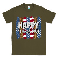 Army Green happy 4th of july brushstrokes Classic Tee - BundleAndBundleShop